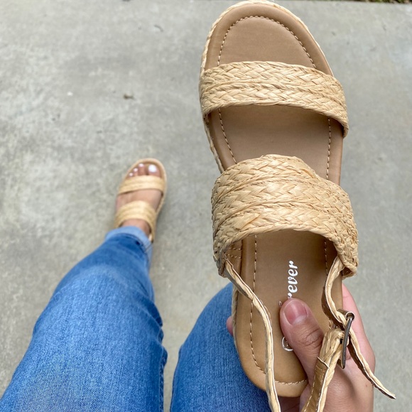 Forever 21 Shoes - Straw Platform Espadrille Sandals